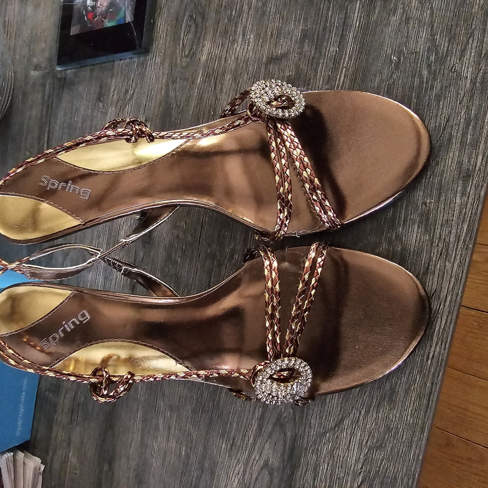 Bakers Brown Sandals with Crystal Buckle